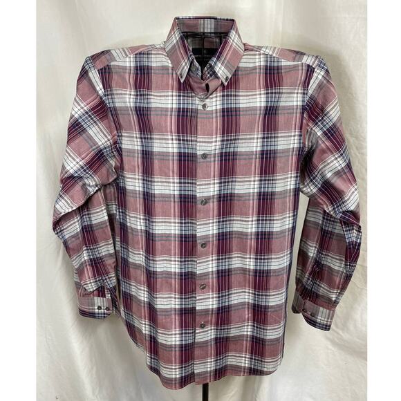 Hart Schaffner Marx Men's Size L plaid (Red/Black/Gray) button down shirt - Picture 1 of 8